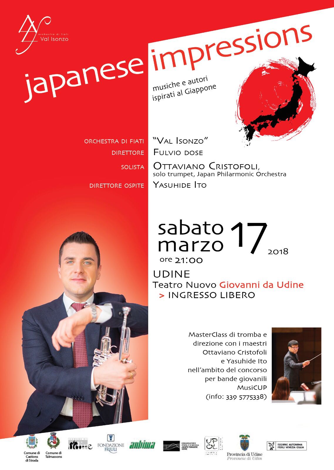Ottaviano Cristofoli, vicepresidente del Fogolâr Furlan di Tokyo, in concerto a Udine (sabato 17 marzo, ore 21.00, Teatro Nuovo Giovanni da Udine).